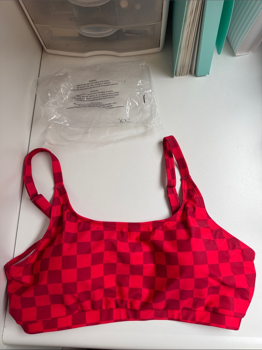 Seafancy XL checkered bathing suit bikini top